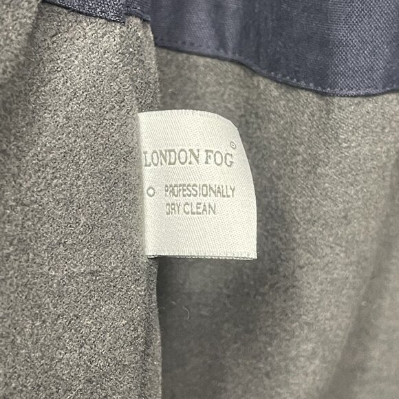 London Fog Mens Trench Coat Medium Regular Blue Black Button-Up Coat With Lining - Picture 9 of 9